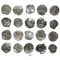 Lot of 10 Potosi, Bolivia, cob 4 reales, Philip III, various assayers (where visible), all Grade 2.