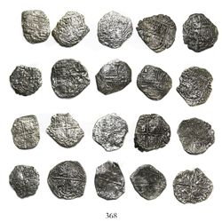 Lot of 10 Potosi, Bolivia, cob 4 reales, Philip III, assayers not visible, all Grade 3.