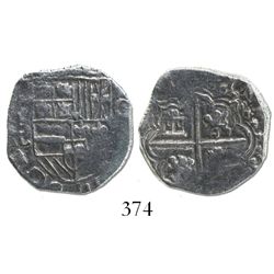 Potosi, Bolivia, cob 2 reales, (1618)PAL, Grade 1, rare.