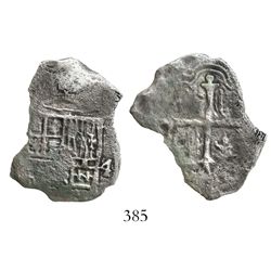 Mexico City, Mexico, cob 4 reales, Philip III, assayer not visible, Grade 2.