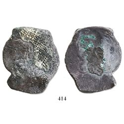 Mexico City, Mexico, cob 8 reales, Philip IV, assayer not visible (P), with canvas-bag remains on sh