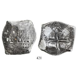 Mexico City, Mexico, cob 8 reales, Philip IV, assayer not visible (P), with canvas imprint on shield