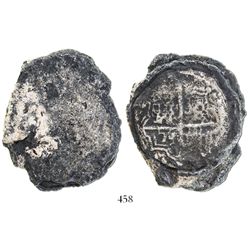 Clump of 2 "biscuitized" cob 8 reales, one clearly Potosi, Bolivia, probably Philip III.