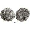 Image 1 : Potosi, Bolivia, cob 8 reales, (1649)Z, with crowned-backwards-L countermark (very rare) on cross.