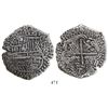 Image 1 : Potosi, Bolivia, cob 8 reales, 1650O, with crowned-T countermark on cross.