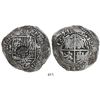Image 1 : Potosi, Bolivia, cob 8 reales, 1651O, with crowned-F (2 dots) countermark on shield.
