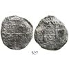 Image 1 : Potosi, Bolivia, cob 4 reales, 1653E, dot-PH-dot at top.