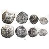 Image 1 : Four-coin denomination set of Potosi, Bolivia, cob 8R, 4R, 2R and 1R, 1654E, dot-PH-dot at top.