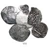 Image 1 : Lot of 7 Potosi, Bolivia, cobs (three 8R, two 4R and two 1R), pillars-and-waves, various dates (1652