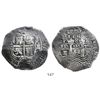 Image 1 : Potosi, Bolivia, cob 8 reales, 1652E post-transitional (transitional Type VIII/B), 1-PH-6 at top.