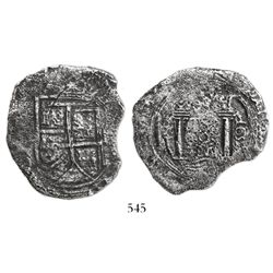 Bogota, Colombia, cob 8 reales, 1652(PoRAS or PoRMS), rare, ex-Haskins.