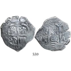 Potosi, Bolivia, cob 4 reales, 1669E.