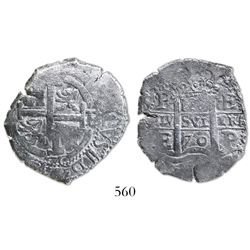Potosi, Bolivia, cob 4 reales, 1670E.