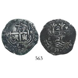 Potosi, Bolivia, cob 2 reales, 1657E.