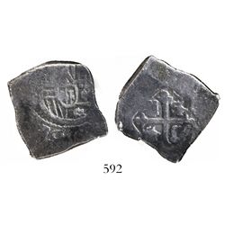 Mexico City, Mexico, cob 4 reales, Charles II, assayer not visible, encapsulated SANGS "authentic" w