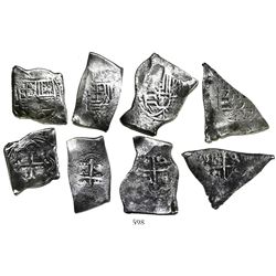 Lot of 4 Mexico City, Mexico, cob 8 reales, Charles II and Philip V, assayer L (where visible), ex-S