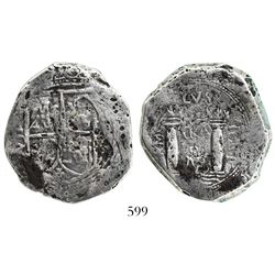Bogota, Colombia, cob 8 reales, 1651, assayer PoRMS, rare (unique as from this wreck).