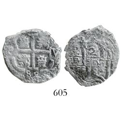 Potosi, Bolivia, cob 2 reales, 1682V, desirable provenance.