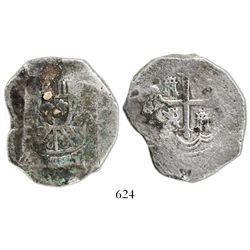 Mexico City, Mexico, cob 8 reales, Philip V, assayer not visible, shell-encrusted.