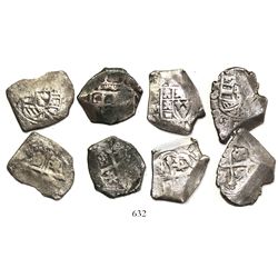 Lot of 4 Mexico City, Mexico, cob 4 reales, Philip V, assayers not visible.