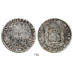 Mexico City, Mexico, pillar 8 reales, Philip V, 1743MF.