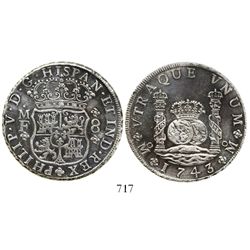 Mexico City, Mexico, pillar 8 reales, Philip V, 1743MF.