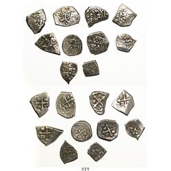 Lot of 10 "Meseta Central" hoard Mexican cob 1R (7) and 1/2R (3), Philip V, various assayers (where 