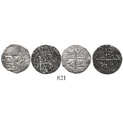 Lot of 2 Mexico City, Mexico, cob 1/2R, Philip II, assayer O (oM-O and O-oM).