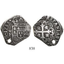 Mexico City, Mexico, klippe 4 reales, 1733MF.