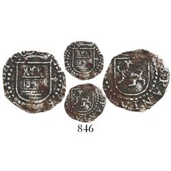 Lima, Peru, cob 1/4 real, Philip II, assayer Diego de la Torre, * to right of castle.