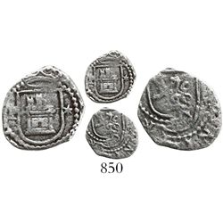 Lima, Peru, cob 1/4 real, Philip II, assayer Diego de la Torre, P to left and * to right of castle.