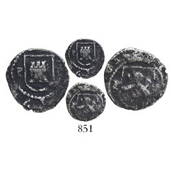 Lima, Peru, cob 1/4 real, Philip II, assayer Diego de la Torre, P to left and * to right of castle a