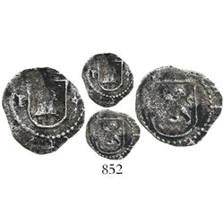 Lima, Peru, cob 1/4 real, Philip II, assayer Diego de la Torre, P to left and * to right of castle.