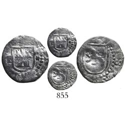 Lima, Peru, cob 1/4 real, Philip II, assayer Diego de la Torre, P to left and * to right of castle.