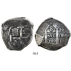 Lima, Peru, cob 8 reales, 1700H.