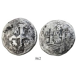 Lima, Peru, cob 8 reales, 1720/19M, very rare.