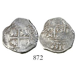 Lima, Peru, cob 1 real, 1697H.