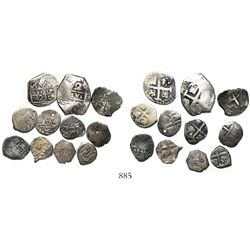 Lot of 11 Lima, Peru, cob 2R (1), 1R (2) and 1/2R (8), various dates (where visible).