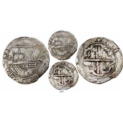 Potosi, Bolivia, cob 8 reales, Philip II, assayer C below erasure, very rare.