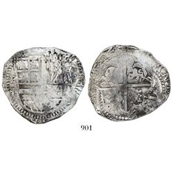 Potosi, Bolivia, cob 8 reales, 162(9)T, fine-dot borders, denomination 8, with sideways N for 2 in d