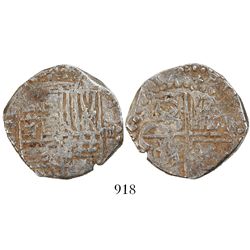 Potosi, Bolivia, cob 4 reales, 1623T, date as "16ZIII," quadrants of cross transposed, extremely rar