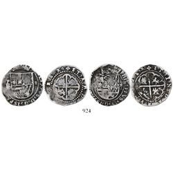 Lot of 2 Potosi, Bolivia, cob 2 reales, Philip II, assayer B or B/L (1st period, "Lima style").