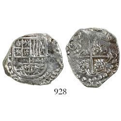 Potosi, Bolivia, cob 2 reales, Philip IV, assayer T.