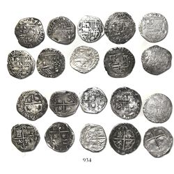 Lot of 10 Potosi, Bolivia, cob 1R, Philip II, assayer B (various periods).