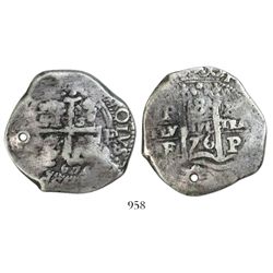 Potosi, Bolivia, cob 8 reales, 1676E.