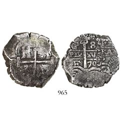 Potosi, Bolivia, cob 8 reales, 1700F.