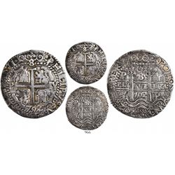 Potosi, Bolivia, cob 8 reales Royal, 1702Y, Calbeto and KM Plate Coin, rare.