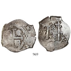 Potosi, Bolivia, cob 8 reales, 1708Y.