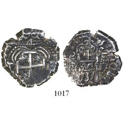 Potosi, Bolivia, cob 4 reales, 1737E.