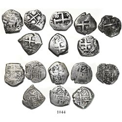 Lot of 8 Potosi, Bolivia, cob 2 reales, Philip V to Charles III, various dates and assayers (1732M, 